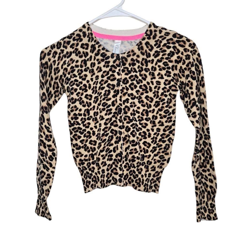 Cherokee Leopard Print Long Sleeve Sweater Cardigan
